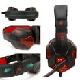 thumbnail image 2 of Graflsoa SY830MV Casque de Jeu Réglable avec Lumières LED, Double Interface (AUX+USB), et Contrôle du Volume en Noir et Rouge, 2 of 7