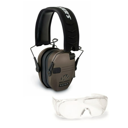 Walker's Razor Slim Shooting Muffs Kit with OTG Safety Glasses, Flat Dark