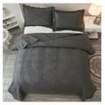 thumbnail image 2 of 3-Piece 100% Cotton Oversized Bedspread Lightweight Quilt Coverlet Embroidery Farmhouse Bedding Set T0 (Dark Grey, King (118"x106")), 2 of 8