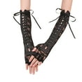 thumbnail image 2 of Women's Long Fingerless Lace Gloves, Breathable Evening Gloves for Prom and Party, Costume Opera Gloves for Women and Girls, Tied Wrist Gloves Black, 2 of 3
