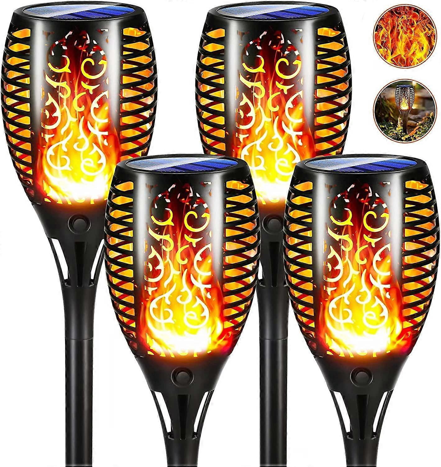 Solar Flame Lights Outdoor, 4 Pack 33 LED Solar Flame Lights Waterproof, Solar Powered Torch Lights for Garden, Patio, Paths, Lawn