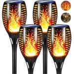 Flamme solaire à l'extérieur, paquet de 4 33 LED Lampes à flamme solaire étanches, Lampes de torche solaire pour jardin, Patio, Chemins, pelouse