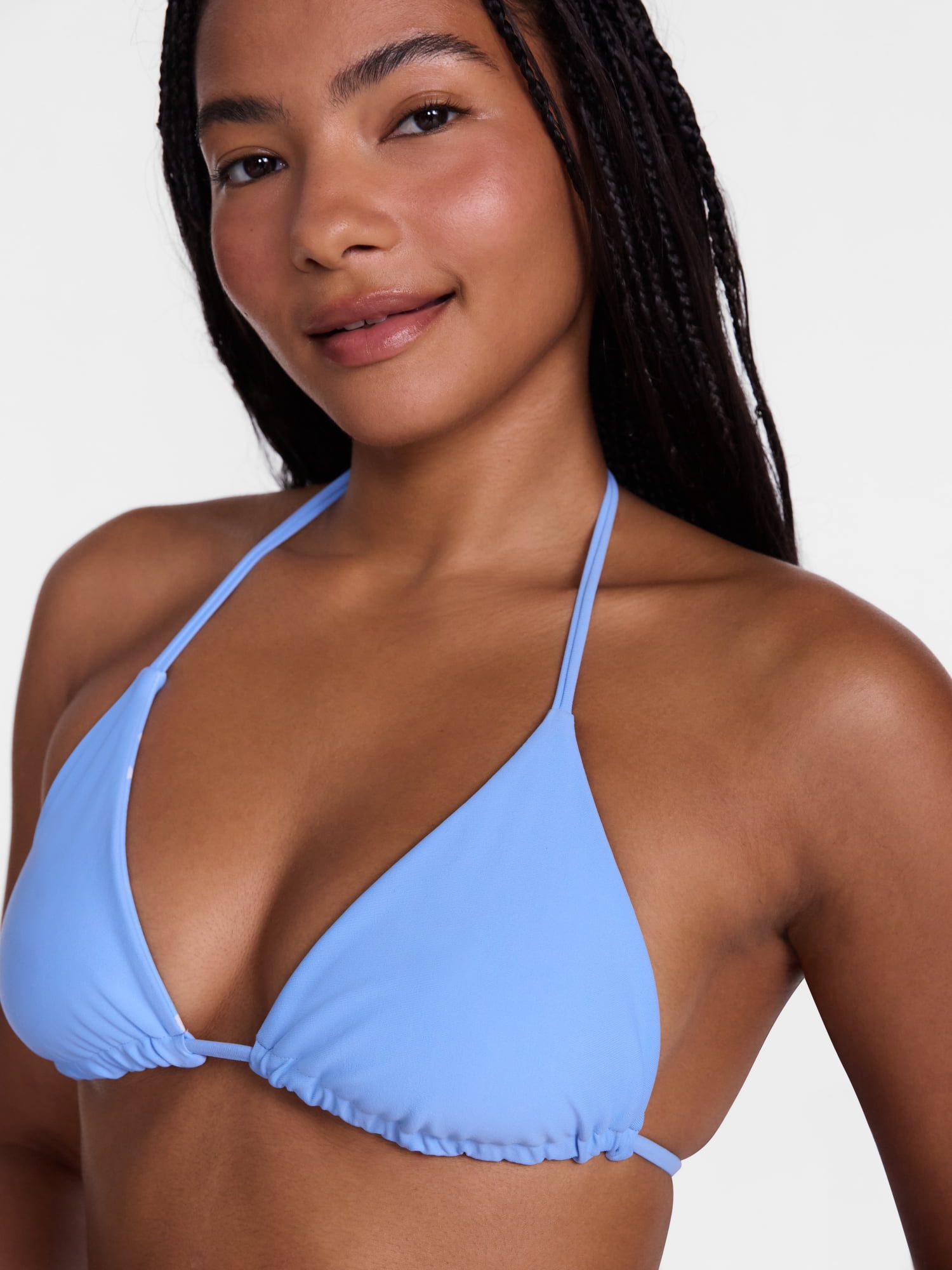 No Boundaries Reversible Polka Dot Triangle Bikini Top, Women's XXS-XXL