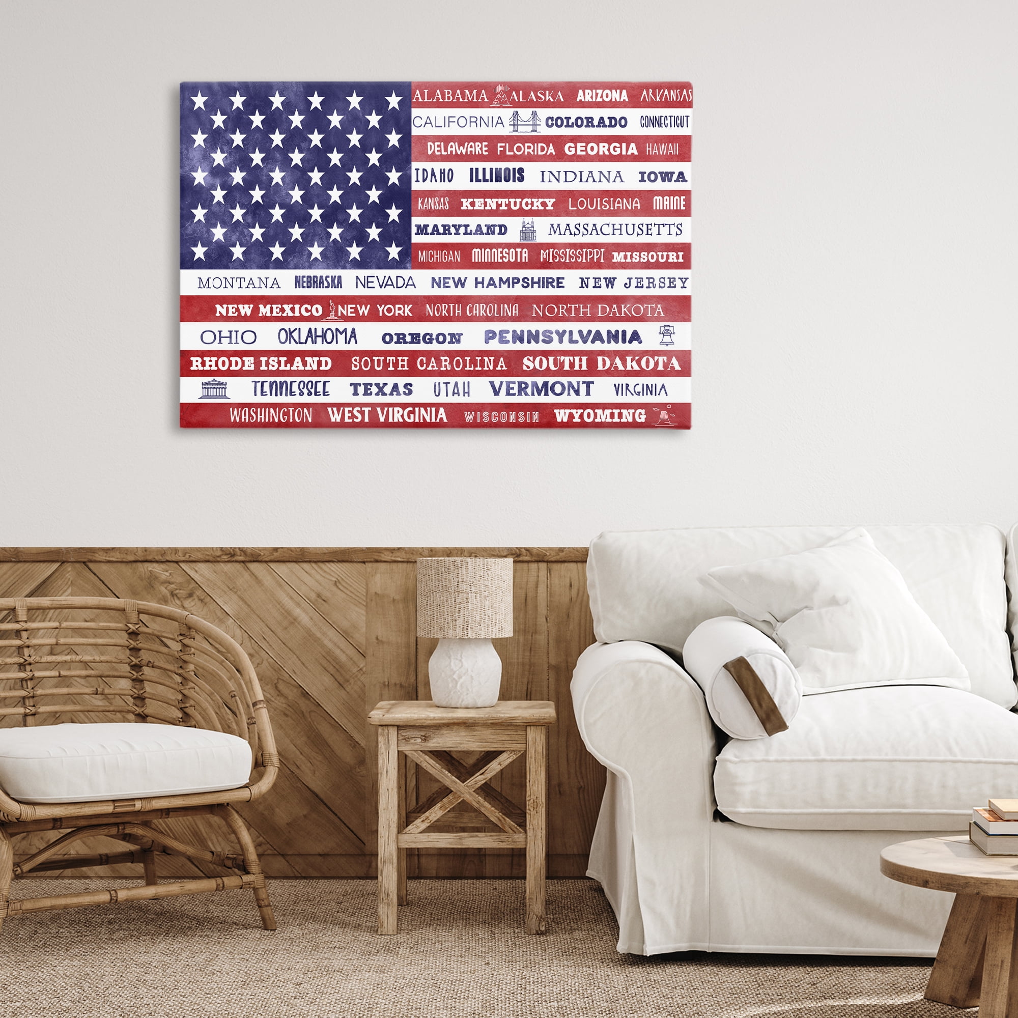 Stupell Industries States Of America Flag Canvas Wall Art, design by Daniela Santiago