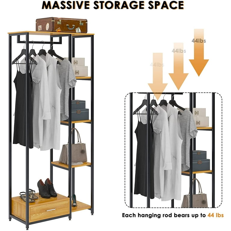 5-Tier Metal Closet with Hanging Rod