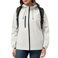 thumbnail image 3 of White Jackets for Women Hvyesh Women's Plus Size Waterproof Rain Jacket Outdoor Plain Windbreaker Full Zip Hiking Raincoats Breathable Rain Coats, 3 of 8