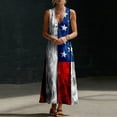 thumbnail image 4 of 4th of July Dresses for Women Summer Cotton Deep V Neck Sleeveless Tank Dress Independence Day Button Beach Long Dresses with Pockets, 4 of 8