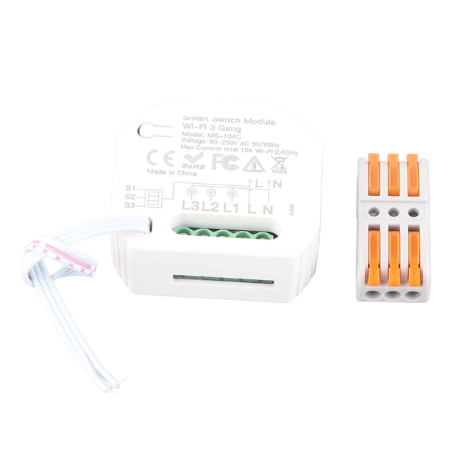 Módulo de interruptor de luz inteligente con WiFi para el hogar, control de interruptor de luz inalámbrico de 3 bandas, compatible con altavoz inteligente para Tuya