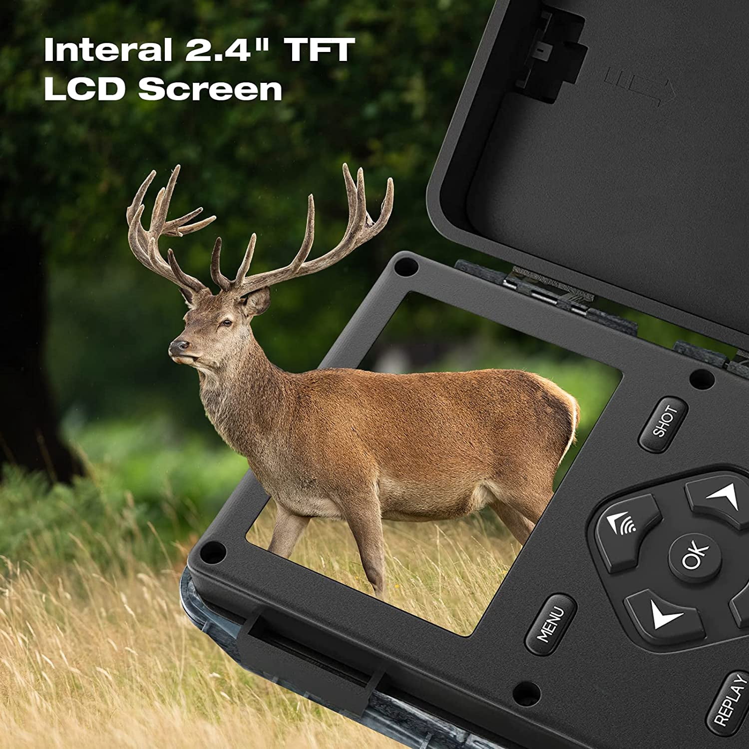 CAMPARK WiFi Trail Camera 4K 48MP Game Hunting Deer Cameras with Night Vision IP66 Waterproof  Motion Activated 2.4"LCD for Wildlife Monitoring
