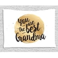 thumbnail image 1 of Grandma Tapestry, Doodle Style Circular Motif Dots Background and Hand Lettering Quote, Wall Hanging for Bedroom Living Room Dorm Decor, 60W X 40L Inches, Beige Charcoal Grey White, by Ambesonne, 1 of 2