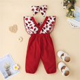 thumbnail image 2 of Coerni Toddler New Born Baby Girls Sleeveless Ruffled Cute Bowknot Romper Jumpsuit With Headbands Baby Valentines Outfit Girl, 2 of 7