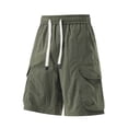 thumbnail image 4 of TEAJOPSUU Men's Cargo Shorts Plus Size Casual Elastic Waist Drawstring Quick Dry Gym Beach Sports Shorts with Pockets B-Olive Green, 4 of 7