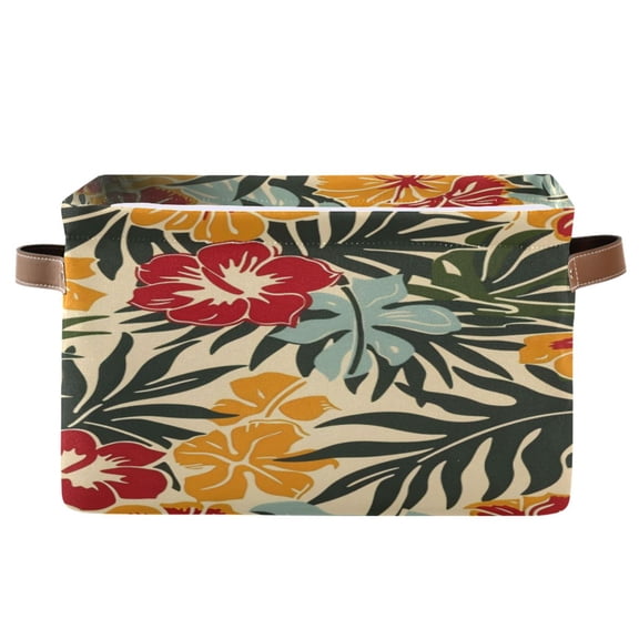 Square Storage Basket 14.2*10.2*8.3 Inch One Sizex1 Shelf Basket Open Home Storage Bins Bedroom Storage Basket Closet Storage Stylish Decor Hawaiian Safflower