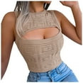 thumbnail image 2 of Njoeus Women's Front Cut Out Knit Sweater Crop Tank Top Casual Sleeveless Summer Sweaters Vest Tops, 2 of 5
