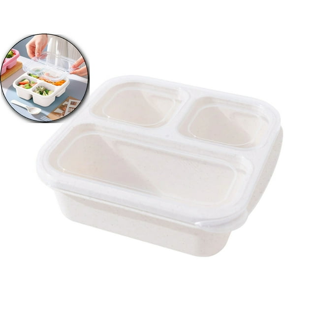 Dvruxg Bento Box, 3 Compartments Meal Prep Containers Reusable Lunch Containers, Food Storage Containers with Lids, Stackable Snack Boxes for Work and Travel
