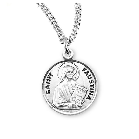 St. Faustina Sterling Silver Medal Necklace