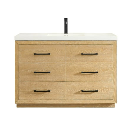 Altair-13 48" Single Bathroom Vanity in White Oak with White Artificial Drop-in Sink