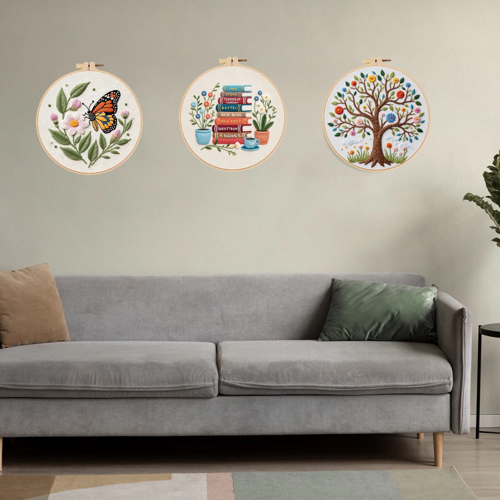 PLNYA Embroidery Kit for Beginners, 3-Pattern Hoop Set photo 2