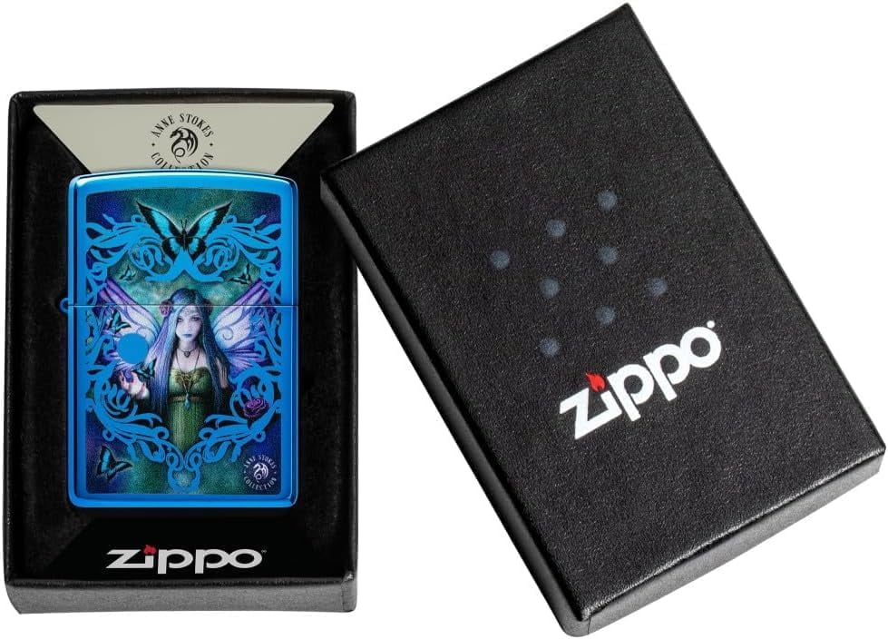 Zippo Lighter - Customized Message on Mystic Aura Fairy - High Polish Blue 48985