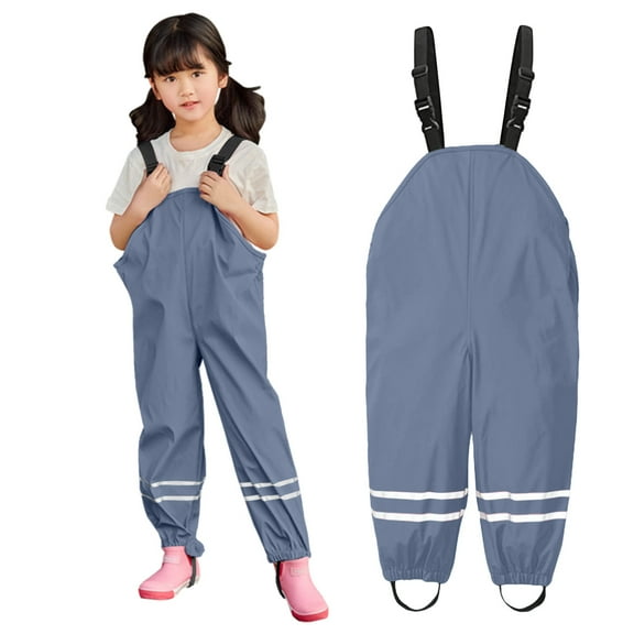 Kids Rain Bib Pants, Toddlers Waterproof Suspender Proof Rain Wear for Boys and Girls