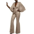 thumbnail image 2 of Pyhlmscde Women's Wear Sequins Deep V Neck Open Back Jumpsuit Long Pants, Gold Jumpsuit, Sequin Romper for Women, Sequin Jumpsuit, 2 of 5