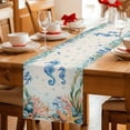 thumbnail image 5 of Seahorse Coastal Table Runner 90 Inches, Summer Nautical Starfish Coral Beige Bed Runner Dresser Scarves Tabletop for Indoor Outdoor Parties/Ceremony/Banquet, 13" x 90", 5 of 8