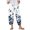 Blue, variant on Women's Retro Print Pants - Floral Stripe Polka Dot Wide Leg Elastic Waist Summer Casual Trousers with Pockets ,Army Green,L