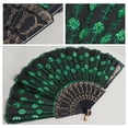 thumbnail image 4 of Greenadscape Elegant Hand Fan Folding Hand Fan Green 2Pcs, 4 of 7