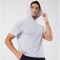 thumbnail image 7 of FRSASU Men's Short Sleeve Hoodie Gym Shirts Lightweight Quick-Dry Athletic Pullover Hooded Workout Fitness Tee Gray, 7 of 7