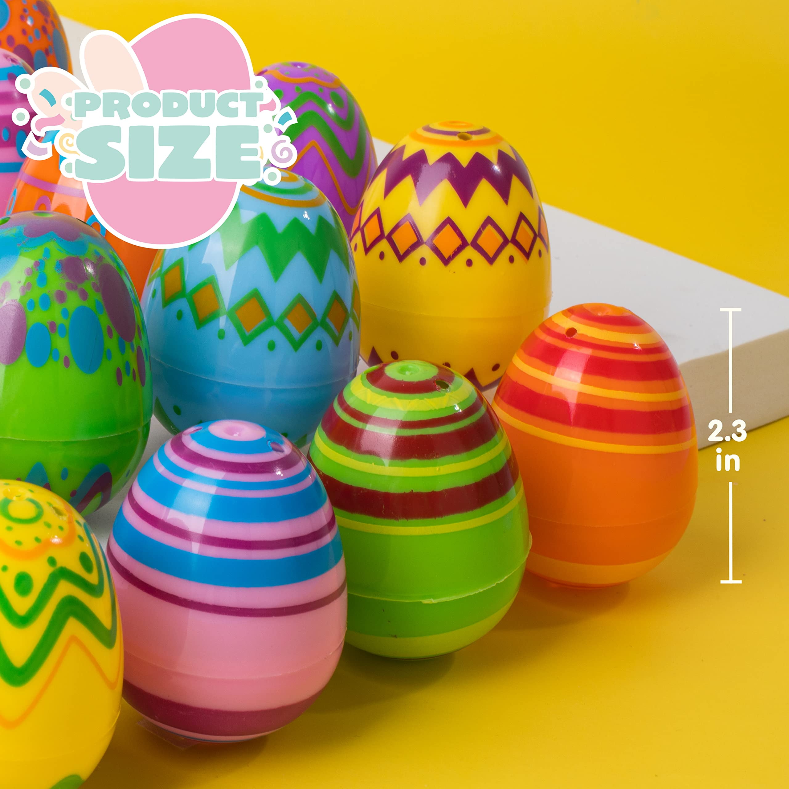 Joyfy 24 Pcs 2.3" Printed Easter Eggs, Empty Easter Eggs Fillable, Colorful Plastic Eggs Bulks for Easter Hunt, Party Favor, Basket Stuffers Filler, Classroom Prize Supplies