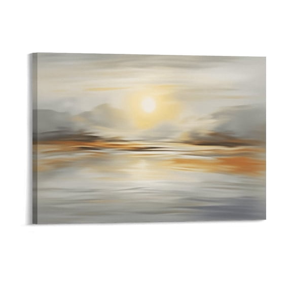 Potopok Abstract Seascape Wall Art, Wood Framed Ocean Canvas Painting With Frame, Home Decor For Living Room Bedroom Dining Room Home Office,16x12