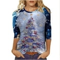 thumbnail image 2 of FDGIU Women's Christmas Shirts 2025 - 3/4 Sleeve Graphic Tee with Xmas Tree & Snowflake Prints, Loose Fit Tunic Top for Holiday, 2 of 5