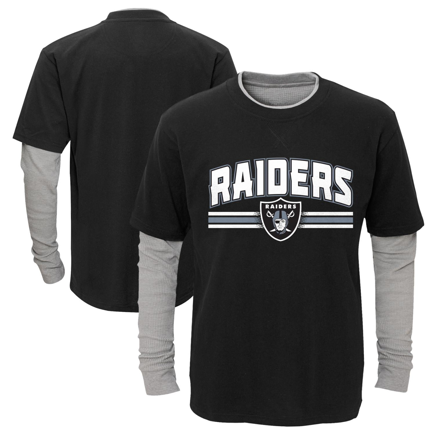 Oakland Raiders Youth NFL "Bleachers" L S Faux Layer Thermal Shirt by Outerstuff