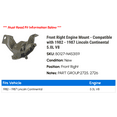 thumbnail image 2 of Front Right Engine Mount - Compatible with 1982 - 1987 Lincoln Continental 5.0L V8 1983 1984 1985 1986, 2 of 2
