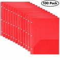 thumbnail image 3 of 100 Pack Two Pocket Plastic Translucent 3-Ring Hole Punch Folders, 11.5”L x 9.5”W for Filing / Storing Paper Work, Red, 3 of 6