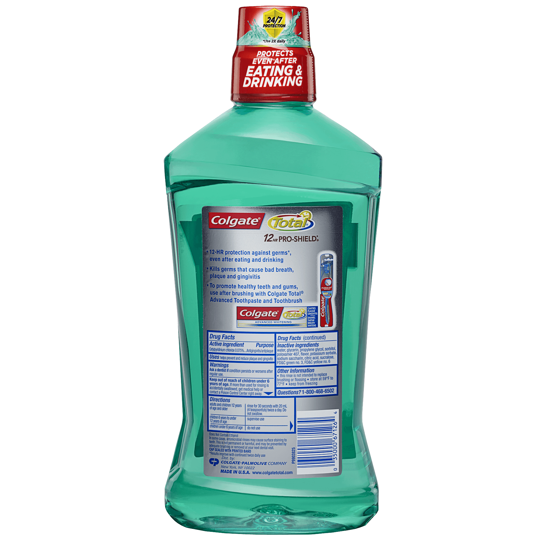 Colgate Total Pro-Shield Alcohol Free Mouthwash, Spearmint - 1L, 33.8 Fluid Ounce - image 3 of 4