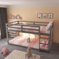 thumbnail image 6 of Kacho Twin Over Twin Bunk Bed with Ladder, Floor Wood Bunk Bed Frame for Teens, Adults, Bunk Bed with Full-Length Guardrails Ladder for Dorm and Bedroom, No Box Spring Needed, Gray, 6 of 8