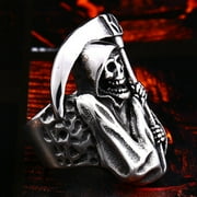 ZMY Home Skull Rings Stainless Steel Jewelry Chunky Death Grim Reaper Rings (8)