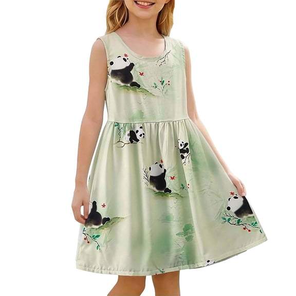 Iyufng Girls Sleeveless Panda Printed Dresses Summer beach Dresses