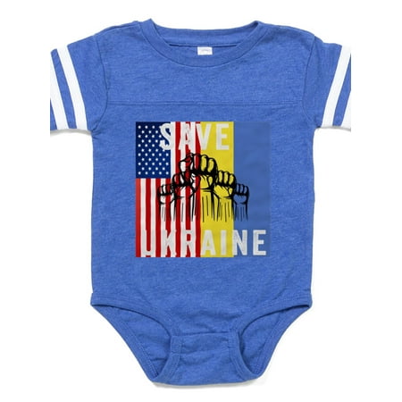 

CafePress - Save Ukraine Stop War - Cute Infant Baby Football Bodysuit