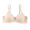 thumbnail image 2 of Women Bra Soft Comfortable Underwear Ladies Seamless Push-Up Bra with Four Rows Buckles Everyday Wear Blue Size A, 2 of 13