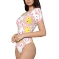 thumbnail image 2 of Fotbe Rabbit And Chick Women's Crew Neck Short Sleeves Bodysuit Tops Round Neck Slim Sleeveless Soft Comfortable Basic-X-Large, 2 of 9