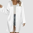thumbnail image 2 of zbxnLI Women's Mid Length Cardigans Satin Silk Open Front Long Sleeve Cardigan Casual Lightweight Outwear, 2 of 6