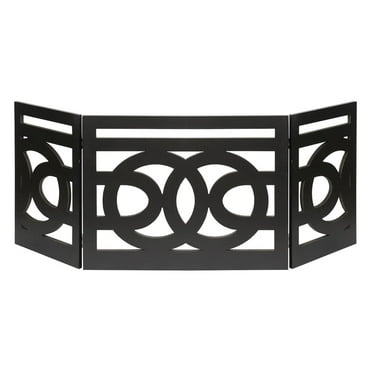 Freestanding Wood Pet Gate 3-Panel Tri Fold Dog Fence - " Wide x 19" High - Portofino Black