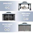 thumbnail image 6 of Domi Outdoor Living 10x14 ft Metal Frame Gazebo with Wood-Grain Resin Double Roof, Outdoor Pavilion with Curtains & Netting for Patio & Garden, Dark Gray, 6 of 9