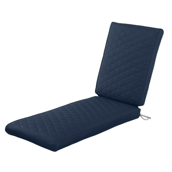 Classic Accessories Montlake FadeSafe Water-Resistant Patio Chaise Quilted Cushion, 80 x 26 x 3 inch, Navy