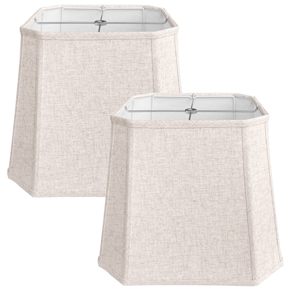 Rectangle Lamp Shades Set of 2, 10" x 13"x 10.5" Medium Cut Corner Beige Lampshades Natural Linen Hand Crafted