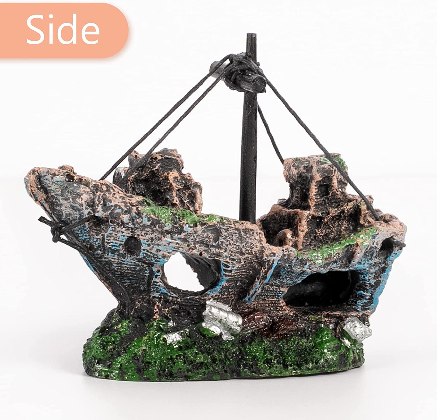 Aquarium 25cm Sunken Shipwreck Ornament Decoration Fish Tank Tropical Marine 