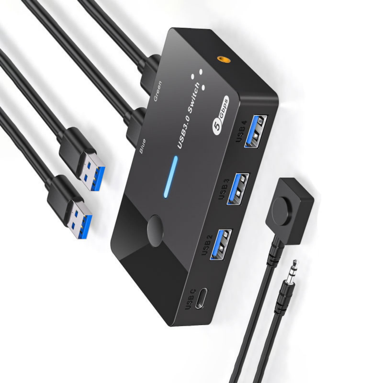 USB3.0 Switcher 2 in 4 Out KVM Switcher Computer Laptop Host Sharing USB3.0 to Type C Device Shared Keyboards Printer