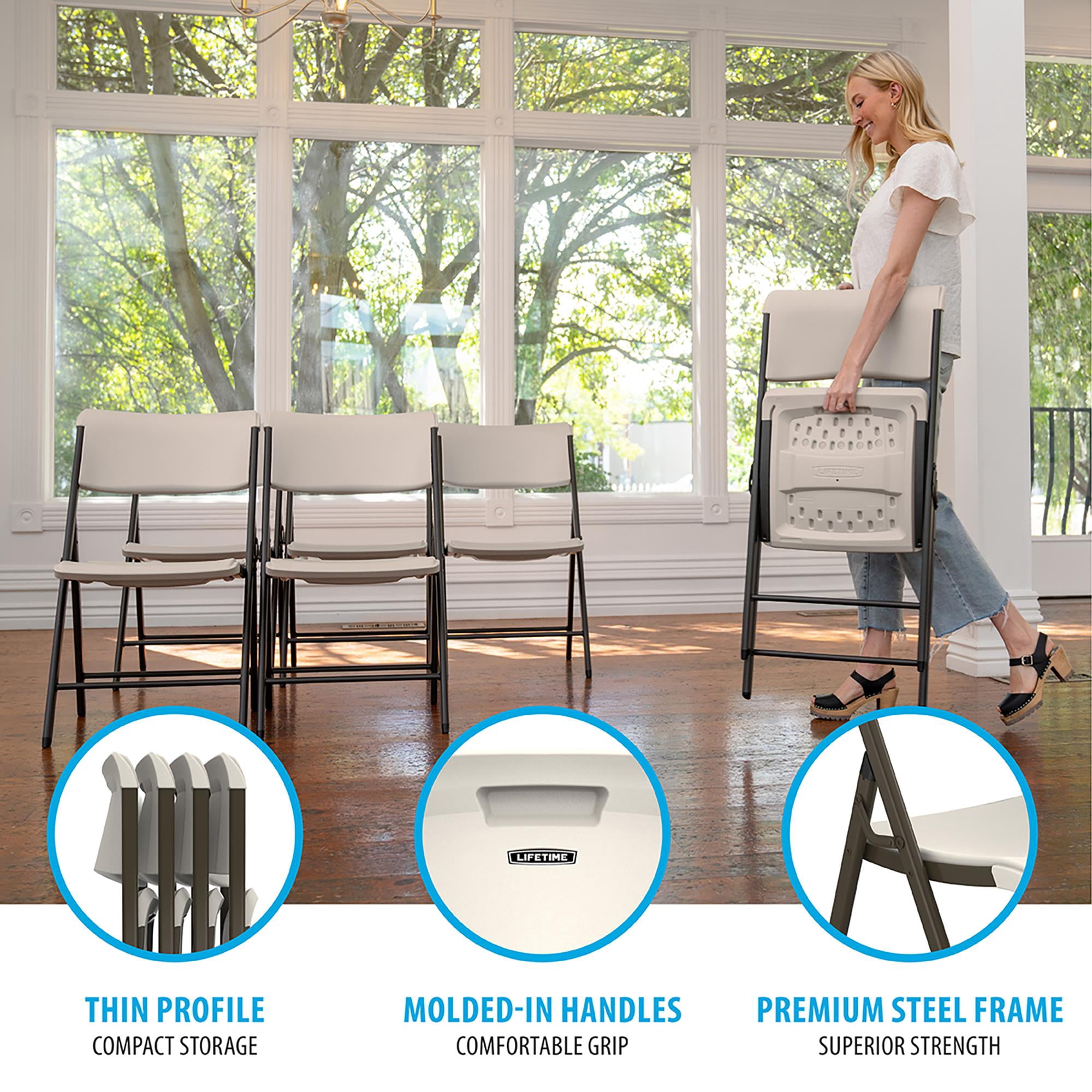 Lifetime A-Frame Folding Chair, Almond (Set of 4)-81171